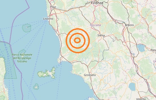 Terremoto Toscana oggi, mercoledì 10 aprile 2019: scossa in provincia di Grosseto