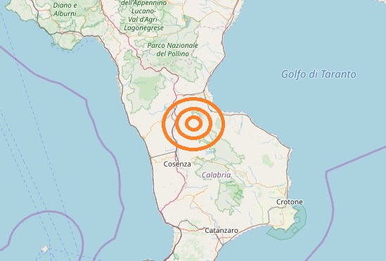 Terremoto Calabria oggi, mercoledì 1 maggio 2019: scossa in provincia di Cosenza