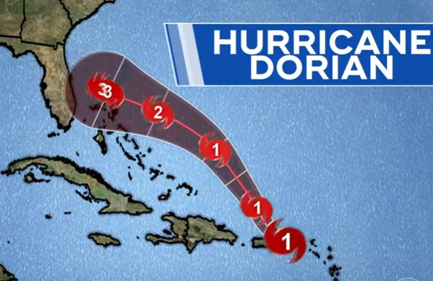 Uragano Dorian, ben presto potrebbe diventare di categoria 4: il landfall previsto per lunedì